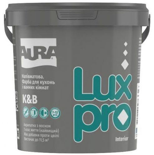 Фарба інтер'єрна акрилова водоемульсійна Aura® Luxpro K&B напівмат білий 0,95 л 1,22 кг